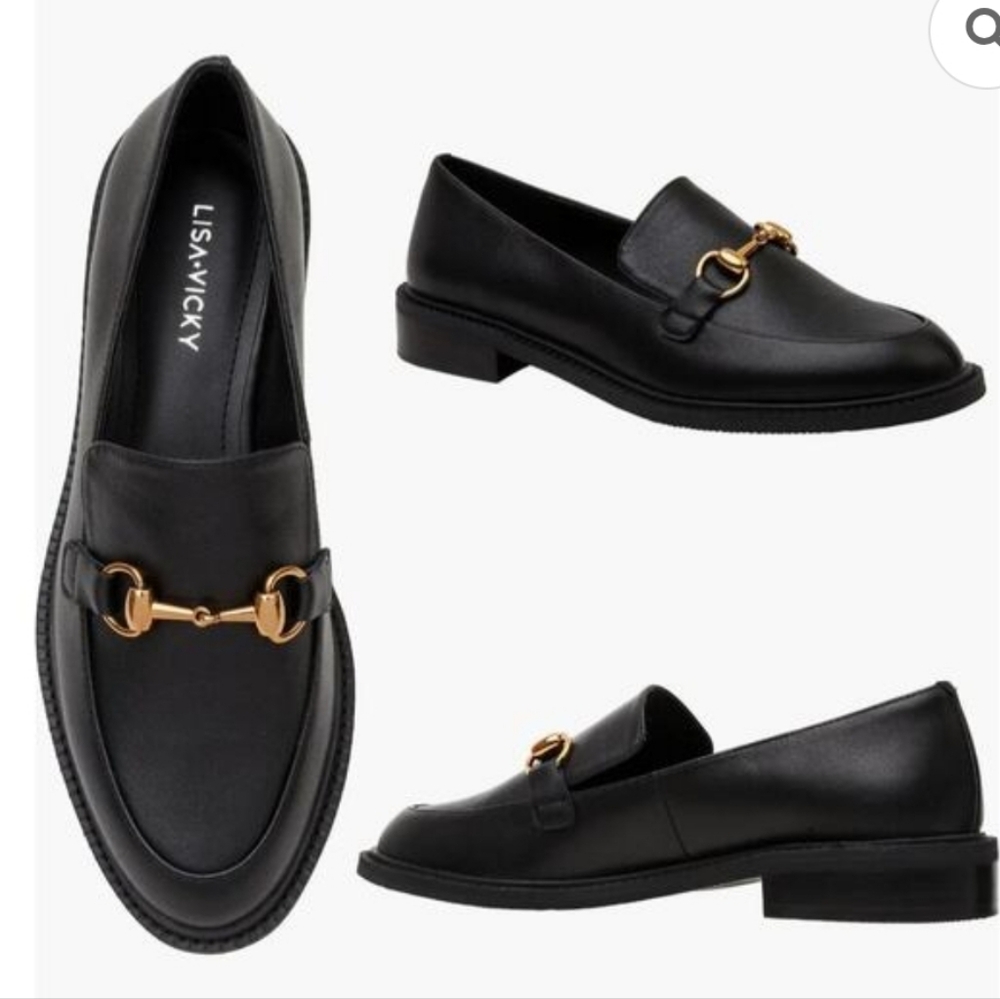 Lisa Vicky Zany-V Loafers Black Sheep Nappa Leather Size 7.5